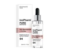 Rubella inoPharm Pure elements - 10 % de niacinamide + 1 % de zinc - Sérum éclaircissant pour affiner les imperfections de la peau - 30 ml