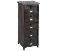 AltoBuy Ruben - Chiffonnier 5 Tiroirs Indutriel en Acier Noir Vieilli
