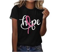 Ruben Rose pour La Conscience D'Octobre T-Shirt Femmes EléGant Et Chic Manche Court Chemisier Col en Rond Hauts Top Imprimé DéContracté Ample Shirt Blouses Casual Loose Chemise