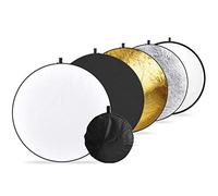 Ruberg Réflecteur pliable 5 en 1 60 cm/80 cm Réflecteur de lumière rond en blanc, or, argent, blanc, noir et transparent pour studio et diffuseur photo 80cm