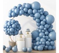 RUBFAC Lot de 129 ballons bleu poudré en latex de différentes tailles - Guirlande d'arche de ballons bohème pour mariage, fiançailles, anniversaire, fête prénatale, fête d'anniversaire