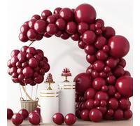 RUBFAC Lot de 129 ballons bordeaux de différentes tailles - Guirlande de ballons en latex pour mariage, anniversaire de mariage, fête d'anniversaire de mariage - 129 pièces