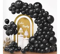 RUBFAC Lot de 154 ballons noirs en latex de différentes tailles pour arche de guirlande, décorations de fête d'anniversaire, de mariage - 45,7 cm, 30,5 cm, 25,4 cm, 25,7 cm