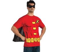 DC Comics Robin T-Shirt avec Cape et Masque pour Homme, Rouge, X-Large
