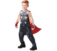 RUBIES - Avengers Officiel - Déguisement Classique Thor Enfant - Taille L - 7-8 ans - 117 à 128 cm - Costume Combinaison Bleue et Cape Rouge - Pour Halloween, Carnaval - Idée Cadeau de Noël