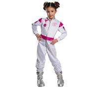 RUBIE'S Barbie Officiel - Deguisement Astronaute pour enfant Rose et Blanc - Taille 7-8 Ans. Costume Astronaute avec ceinture rose et couvre bottes inclus Halloween