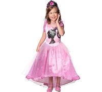 RUBIE'S Barbie Officiel - Déguisement Barbie Robe Luxe Princesse Paillettes pour Enfants - Taille 7-8 ans - Costume avec Robe, Bustier et Diadème Rose - Pour Halloween, Carnaval, Noël