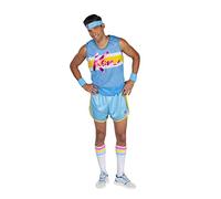 RUBIE'S Barbie Officiel - Déguisement Ken Aérobique pour Adultes - Taille STD - Costume avec Haut de Type Chasuble, Short, Chaussettes Hautes de Sport, Bandeaux