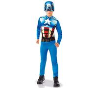 RUBIES - CAPTAIN AMERICA - Marvel officiel - Déguisement Super Héros pour Enfant Entrée de Gamme - Taille 5-6 ans. Costume avec combinaison et masque PVC - Pour Anniversaire, Carnaval