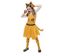 Rubies Chaton orange pour filles, haut avec jupe tutu, collants, gants et bandeau, officiel, carnaval, Noël, anniversaire, fête et Halloween