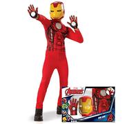 RUBIE'S Coffret classique Iron Man avec gants garçon - Rouge - 7 à 8 ans (122 à 128 cm)