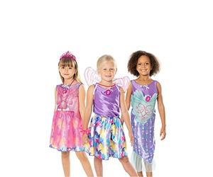 Rubies Coffret Princesses Barbie pour filles, 3 ensembles avec jupes et top, diadème, élastique à cheveux et autocollants, officiel Mattel pour anniversaire, Noël, cadeaux et jeux