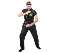 Rubies Costume de karaté Cobra Kai pour homme avec pantalon de karaté noir, veste, bandeau et ceinture, taille L