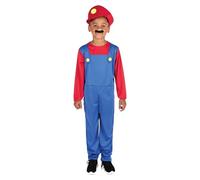 Rubies Costume de plombier pour garçons et filles, costume avec casquette et moustache, rouge et bleu, licence officielle, Bros, Brothers, Brothers Plombiers pour carnaval, fêtes et anniversaires
