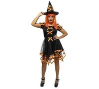 Rubies Costume de sorcière coucou fluo pour femme, robe et chapeau, couleur orange, officiel Halloween, carnaval, fête et Cospplay