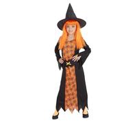 Rubies Costume de sorcière d'araignée orange pour fille et enfant, robe, chapeau et ceinture, licence officielle, abri sorcière, sorcière pour Halloween, fêtes et cosplay