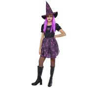 Rubies Costume de sorcière Spiderweb Neo rose pour filles, robe Glow in Dark et chapeau, officiel Rubies pour Halloween, carnaval, anniversaire et fêtes