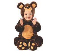 Rubies Costume d'ours Teddy pour garçon et fille, taille bébé 1 à 2 ans, combinaison marron avec bonnet, original Rubies pour Halloween, Noël, carnaval et anniversaire