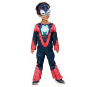 Rubies Costume Miles Morales Glow in Dark Preschool pour enfants, couvre-bottes, demi-masque, officiel Marvel pour carnaval, Noël, anniversaire, fête et Halloween.