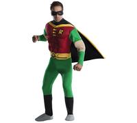 Rubies Costume officiel de Robin Batman pour adulte avec poitrine musclée, vert, rouge, taille L poitrine 106,7 cm - 111,8 cm