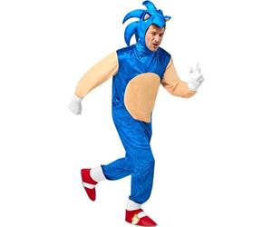 RUBIES Costume Sonic Deluxe pour Adulte, Jumpsuit avec couvre-bottes et gants, Officier Sega, Carnaval, Noël, Anniversaire, Fêtes et Halloween.