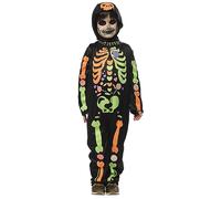 Rubies Costume Squelette Chuches Glow in Dark pour garçons et filles, Jumpsuit imprimé brillant dans le noir et le bonnet, Officiel Halloween, Carnaval, Noël et anniversaire