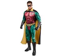 Rubie's DC Comics Batman Forever Deluxe Robin Costume Jumpsuit with Cape and Eye Mask Costume de Luxe pour Adulte Homme (Lot de 1)