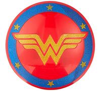 RUBIE'S DC Comics Officiel - Bouclier Pailleté Wonder Woman - Accessoire Sous Licence DC Comics - Bouclier Rouge et Bleu Incrusté d'Étoiles, avec Logo de Wonder Woman - Pour Hallowwen,