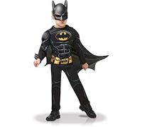 RUBIES - DC officiel - BATMAN - Déguisement luxe enfant édition Batman 80 ans noir - Costume avec combinaison matelassée,demi ceinture, cape détachable et masque inclus