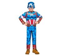 Rubies Déguisement Captain America Black Line pour enfant, taille XXS, combinaison rembourrée et masque, pour carnaval, Noël, fêtes et cosplay