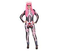 Rubies Déguisement Catrina Skelita pour femme, combinaison imprimée squelette et bandeau de fleurs, licence officielle, jour des morts, Halloween, fêtes