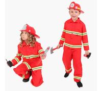 RUBIE'S Déguisement de Pompier complet - Taille 3-10 ans - Ce déguisement de pompier complet, avec veste manches longues, pantalon, casque de pompier, extincteur, talkie walkie et hache.