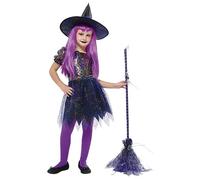 Rubies Déguisement de sorcière brillant pour filles, robe, chapeau et collants, pour Halloween, carnaval, anniversaire et fête