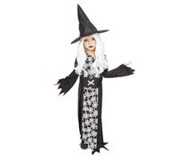 Rubies Déguisement de sorcière brillante dans le noir et chapeau pour filles et garçons, sous licence officielle, pour Halloween, fêtes