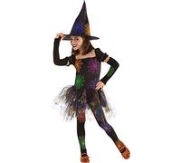 Rubies Déguisement de sorcière en toile d'araignée pour filles, robe avec chapeau et collants, sorcière pour cosplay et fêtes