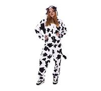 Rubies Déguisement de vache pour adulte, unisexe, taille unique, combinaison blanche avec taches noires et capuche et queue attachée, original de