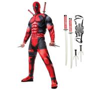 Rubies Déguisement Deadpool Deluxe 810109BDLSTD000 pour adulte, homme, dessin animé, multicolore, STD, Halloween, journée mondiale du livre