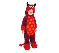 Rubies Déguisement diable Monster Diablin pour bébé de 1 à 2 ans, grenouillère avec velcro et queue, bonnet avec yeux sautons et corne pour Halloween, Noël, carnaval et anniversaire