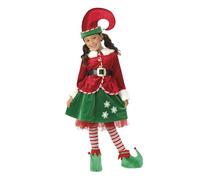 Rubies Déguisement Elfe Girl Deluxe pour filles avec jupe, ceinture, bonnet, chaussons, couvre-chaussures, elfes pour Noël, fêtes, fonctions scolaires (taille XS 5-6 ans)