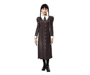RUBIES - Déguisement Enfant MERCREDI Officiel - Robe Longue Chemisier Noir, Pois Blanc - Robe Mercredi - Taille Enfant 5 à 16 ans au Choix - Série Wednesday - Costume Carnaval, Halloween pour Filles
