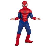 RUBIE'S SPIDER-MAN - Marvel officiel - Déguisement pour enfant de luxe Spider-Man. Taille 7-8 ans. Costume avec combinaison aux muscles rembourrés + cagoule attache velcro + couvre-bottes intégrés