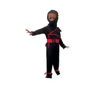RUBIES - Déguisement pour Enfants Ninja d'Entrée de Gamme - Taille 5-7 Ans - Costume pour Carnaval, Anniversaire - Top Avec Pantalon Et Ceinture Rouge "Shuriken", Cagoule Incluse