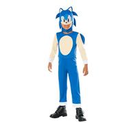 RUBIE'S Déguisement Sonic, The Hedgehog Officiel - Costume Sonic Bleu avec Cagoule Masque Rembourrée - Taille 7-8 Ans - Pour les Fans Héros Jeu Vidéo Séga Sonic, le Hérisson Supersonique Halloween