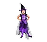 Rubies Déguisement sorcière chic violet pour fille Robe de luxe avec chapeau pour Halloween, carnaval et anniversaire