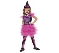 Rubies Déguisement sorcière glamour rose pour fille, robe, chapeau, collier ras du cou et collants, pour Halloween, carnaval, anniversaire et fêtes