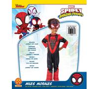 RUBIE'S Marvel Officiel - SPIDER-MAN - Déguisement Classique Spinn Miles Morales pour Enfants - Taille 2 à 4 ans - Spidey et Ses Amis - Costume avec Combinaison et Masque - Pour Halloween, Carnaval