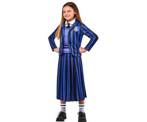 RUBIES - Déguisement Uniforme Enfant MERCREDI Officiel - Veste, Haut avec Col et Cravate & Jupe Longue - Uniforme Mercredi ou Enid - Taille au choix - Série Wednesday - Costume Carnaval Pour Filles