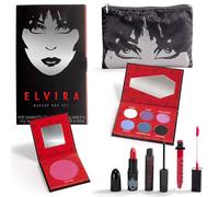 Rubies Elvira Kit de maquillage sous licence officielle - Palette de fards à paupières, rouge à lèvres, gloss à lèvres, eyeliner noir, blush, trousse de maquillage haut de gamme pour Halloween, kit de