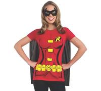 Rubies DC Comics Robin Costume T-shirt pour femme avec cape et masque pour les yeux pour fêtes à thème et Halloween, XL