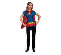 Rubies Ensemble de t-shirt officiel DC Comic Supergirl pour femme - T-shirt et cape attachée, taille S pour Halloween